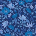 Dark night flowers seamless pattern background