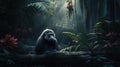 dark night jungle with a Mandrills, generative ai Royalty Free Stock Photo