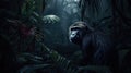 dark night jungle with a Mandrills, generative ai Royalty Free Stock Photo
