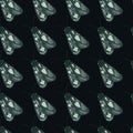 Dark night moth seamless doodle pattern. Green folk insects on black background. Stylish butterfly backdrop