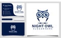 Dark Night Owl logo design vector Illustration, business card template Royalty Free Stock Photo