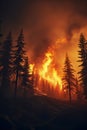 Intense Blaze of a Forest Wildfire