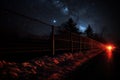 Dark Night road alley fence. Generate Ai