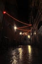 Dark nightly narrow streets of the old city,