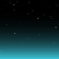 Dark nights sky with stars and with turquoise glow. Royalty Free Stock Photo