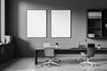 Dark office room interior with two empty white posters Royalty Free Stock Photo