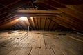 Dark Old Dirty Musty Attic Space in House or Home Royalty Free Stock Photo