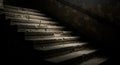 Dark Old Weathered Stone Stairs in Ruined Building Royalty Free Stock Photo