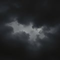 Dark, ominous clouds with a distinct split reveal a lighter gray sky. The clouds are dens Royalty Free Stock Photo