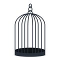 Dark open empty cage for birds or animals in vintage dome-shape. vector illustration