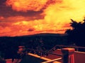 Dark orange sky sunset