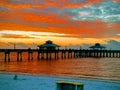 Dark orange sunset beautiful view panorama home blue sea with cloud sky of tropical beach Royalty Free Stock Photo
