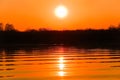 Dark orange sunset over the river Royalty Free Stock Photo