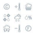 Dark outline weather forecast icons set Royalty Free Stock Photo