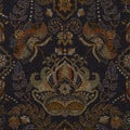 Dark Paisley seamless pattern. Original decorative backdrop, indian style