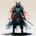 Dark Palette Asian Samurai Warrior Illustration