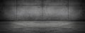 Dark Panoramic Empty Concrete Wall Room with Floor Royalty Free Stock Photo