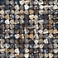 Dark pebble mosaic effect vector texture. Masculine geometric seamless melange pattern. Hand drawn variegated irregular shapes