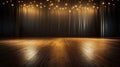 Dark Pecan Floor with Yellow Spotlight Background - AI Generated