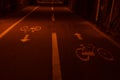 Dark pedestrian and bicycle lane in tunnel