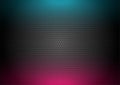 Dark perforated tech background with neon illumination