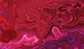 Dark Pink Abstract Liquid Paint Textured Background With Decorative Spirals And Swirls. Holographic Neon Surface Pattern