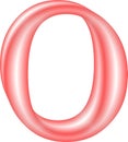 Dark pink color alphabet o with 3d effect isolated on white surface , computer generated design