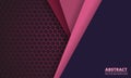 Dark pink hexagon carbon fiber background with colored paper lines. Royalty Free Stock Photo