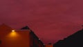 Dark pink sky with batiment Royalty Free Stock Photo