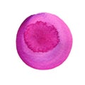 Dark pink, violet watercolor circle isolated on white. Abstract round background. Lavender, orchid, watercolour stains Royalty Free Stock Photo