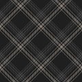 Dark plaid pattern vector for winter fabrics. Seamless diagonal tartan check plaid.