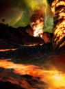 Dark planet with lava cracks Royalty Free Stock Photo