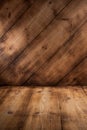 Dark plank wood floor and wall background.