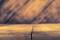 Dark plank wood floor and wall texture perspective background.