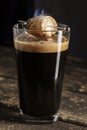 Dark Porter Beer with toasted Marshmallow