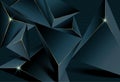 Dark premium background with luxurious polygonal shapes and golden lines edge in golden glint Royalty Free Stock Photo