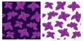 Dark Purpl basil seamless herbs pattern. Colorful sketch cartoon doodle style