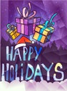 Dark Purple christmas postcard low polygon background. Vector illustration consisting of triangles. Abstract triangular
