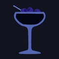 Dark purple cocktail with blackberries. Alcohol drink in margarita glass. Stemware glass Royalty Free Stock Photo