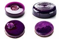 Dark Purple Colored Cake, Color Round Glazed Dessert, Shining Fruit Cakes, Abstract Generative AI Illustration