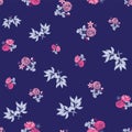 Dark purple English roses floral seamless pattern print. Vector Royalty Free Stock Photo