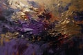 Dark Purple And Gold Oil Paint Strokes On Textured Surface. Generative AI Royalty Free Stock Photo