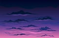 Dark purple with a pink bottom evening sky. Vector illustration. Royalty Free Stock Photo