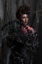 Dark queen in black fantasy costume Royalty Free Stock Photo