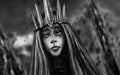 Dark queen with crown. Black and white