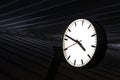 Dark railway station clock Royalty Free Stock Photo