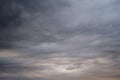 Dark rain clouds in the evening sky. Dramatic sky with an coming cloudy cyclone of bad weather