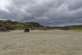 Dark rain clouds forming inland from Garry Beach in the Hebrides Royalty Free Stock Photo