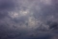 Dark rain clouds during sunset. Dramatic sky during sunset. Dark storm clouds with black and white highlights Royalty Free Stock Photo