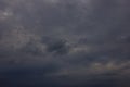Dark rain clouds during sunset. Dramatic sky during sunset. Dark storm clouds with black and white highlights Royalty Free Stock Photo